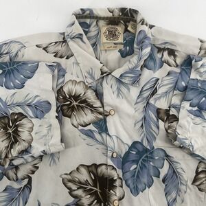 Pusser's West Indies Shirt Men XXL 100% Silk Hawaiian Floral Short Sleeves